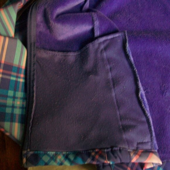 Snozu Pink Blue Purple Plaid Hood Rain Jacket GIRLS Sz L (14-16) - Picture 7 of 13